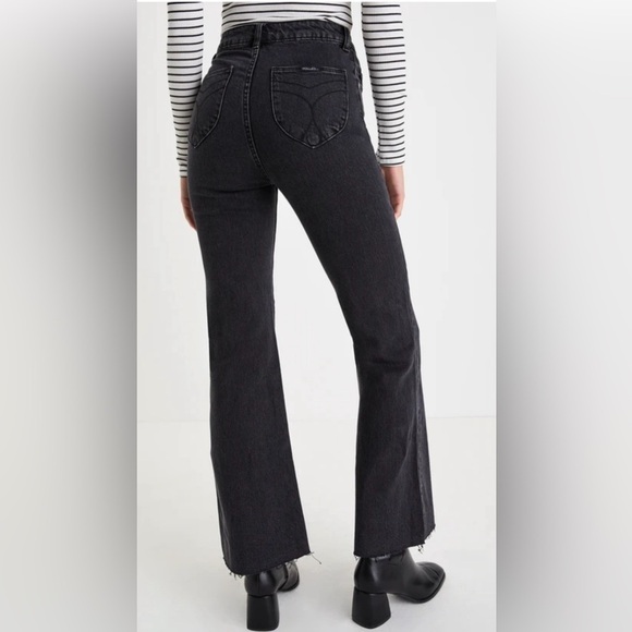 Rolla’s | Eastcoast Crop Flare Washed Black High Rise Denim Jeans Sz 28 - Picture 2 of 11